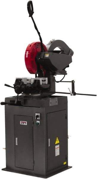 Jet - 2 Cutting Speeds, 350mm Blade Diam, Cold Saw - 1,750 & 3,500 RPM Blade Speed, Floor Machine, 3 Phase, Compatible with Non-Ferrous Material - Americas Industrial Supply