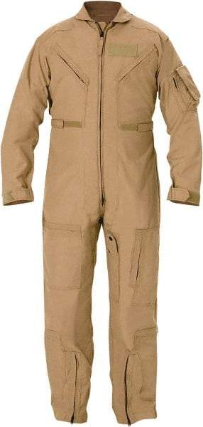 PROPPER - Size 46 Long, Tan, Two Way Zipper, Flame Resistant/Retardant Flight Suit - 46" Chest, Nomex, 6 Pockets, Sewn to Mil Spec FNS/PD 96-17 (MIL-C-83141A), Adjustable Waist Belt with Hook and Loop Closure, Bi-Swing Back - Americas Industrial Supply