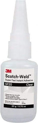 3M - 0.71 oz Bottle Clear Instant Adhesive - Series Part Number SF20, 3 to 30 sec Working Time, 24 hr Full Cure Time - Americas Industrial Supply