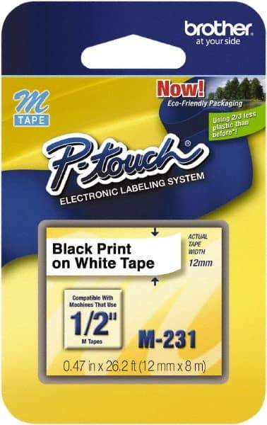 Brother - 3.31" Wide x 314-13/32" Long, White Tape Cassette - For Label Maker - Americas Industrial Supply