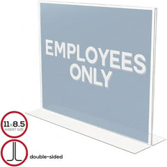 Deflect-o - 11" Wide x 8-1/2" High Sign Compatiblity, Plastic Sign Holder - Clear, 8-1/2" Holder Height - Americas Industrial Supply