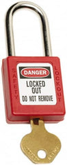 Ability One - Keyed Different Nonconductive Lockout Padlock - 1-1/2" Shackle Clearance, 1-3/8" Shackle Diam, 1-7/8" Body Height x 1-3/8" Body Width, Red - Americas Industrial Supply