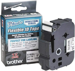 Brother - 1" Wide x 314.4" Long, White Plastic/Paper Tape Cassette - For Label Maker - Americas Industrial Supply
