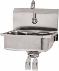 SANI-LAV - 14" Long x 11" Wide Inside, 1 Compartment, Grade 304 Stainless Steel Hand Sink Wall Mount with Double Knee Valve - 18 Gauge, 16" Long x 15-1/4" Wide x 16" High Outside, 5" Deep - Americas Industrial Supply