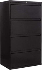 ALERA - 30" Wide x 53-1/4" High x 19-1/4" Deep, 4 Drawer Lateral File - Steel, Black - Americas Industrial Supply