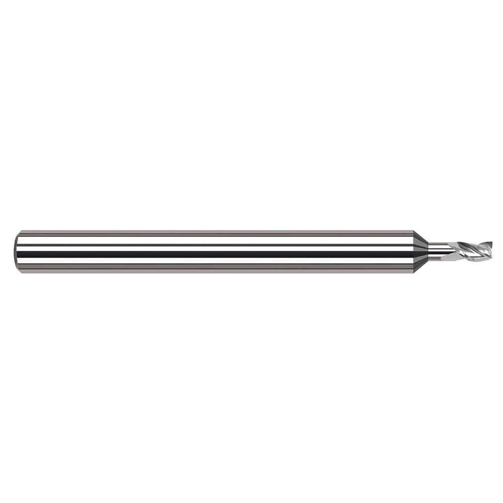 Square End Mill: 9/64'' Dia, 7/32'' LOC, 3/16'' Shank Dia, 3'' OAL, 3 Flutes, Solid Carbide Single End, Uncoated, 30 ° Helix, Centercutting, RH Cut, RH Flute