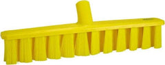 Vikan - 15.25" Combo Duty Polyester Push Broom - 1-7/8" Bristle Length, Plastic Block, European Threaded Handle Connection, Handle Sold Separately - Americas Industrial Supply