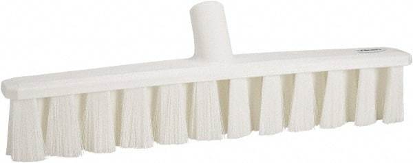 Vikan - 15.25" Fine Particle Polyester Push Broom - 1-7/8" Bristle Length, Plastic Block, European Threaded Handle Connection, Handle Sold Separately - Americas Industrial Supply