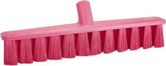 Vikan - 15.25" Fine Particle Polyester Push Broom - 1-7/8" Bristle Length, Plastic Block, European Threaded Handle Connection, Handle Sold Separately - Americas Industrial Supply