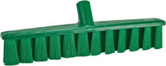 Vikan - 15.25" Fine Particle Polyester Push Broom - 1-7/8" Bristle Length, Plastic Block, European Threaded Handle Connection, Handle Sold Separately - Americas Industrial Supply