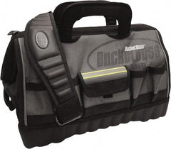 Bucket Boss - 14 Pocket Gray & Black Polyester Tool Bag - 18" Wide x 11" Deep x 13" High - Americas Industrial Supply