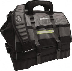 Bucket Boss - 18 Pocket Gray & Black Polyester Tool Bag - 18" Wide x 11" Deep x 16" High - Americas Industrial Supply