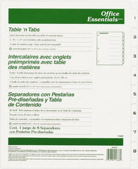 Office Essentials - 11 x 8 1/2" 1 to 8" Label, 8 Tabs, 3-Hole Punched, Preprinted Divider - White - Americas Industrial Supply