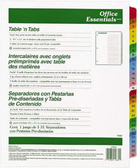 Office Essentials - 11 x 8 1/2" 1 to 31" Label, 31 Tabs, 3-Hole Punched, Preprinted Divider - Multicolor Tabs, White Folder - Americas Industrial Supply