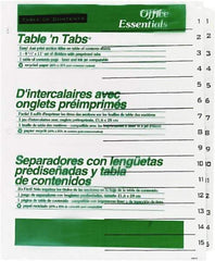 Office Essentials - 11 x 8 1/2" 1 to 15" Label, 15 Tabs, 3-Hole Punched, Preprinted Divider - White - Americas Industrial Supply