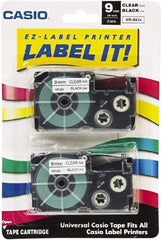 Casio - 0.354" Wide x 312" Long, Clear Plastic/Paper Tape Cassette - For Label Maker - Americas Industrial Supply