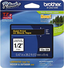 Brother - 1/2" Wide x 314.4" Long, Black Plastic/Paper Tape Cassette - For Label Maker - Americas Industrial Supply