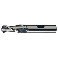 ‎1/4″ Dia. × 3/8″ Shank × 5/8″ DOC × 2-7/16″ OAL, HSS Bright, Spiral , 2 Flute, CW Helix, Weldon, Ballnose End Mill