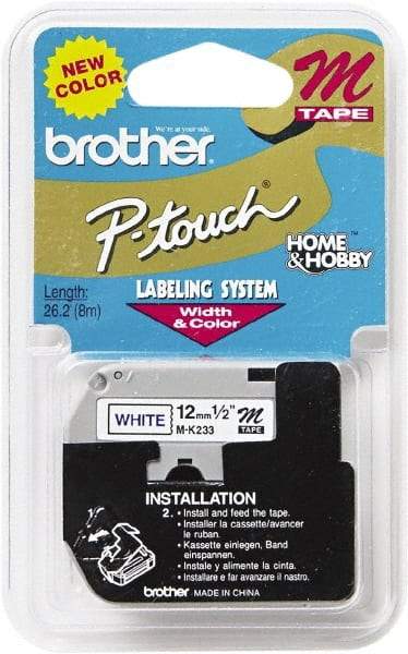 Brother - 1/2" Wide, White Tape Cassette - For Label Maker - Americas Industrial Supply