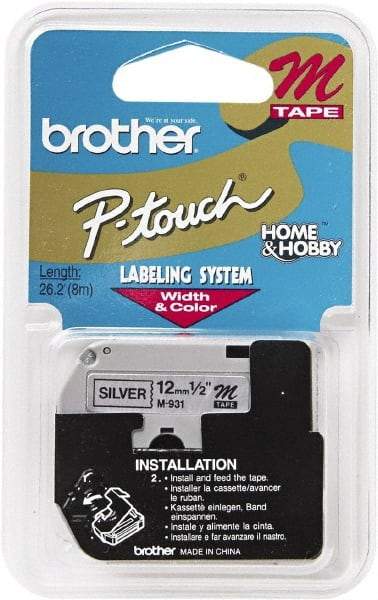 Brother - 1/2" Wide, Silver Tape Cassette - For Label Maker - Americas Industrial Supply