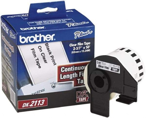 Brother - 2-7/16" Wide x 600" Long, Clear Film Tape Cassette - For Label Maker - Americas Industrial Supply