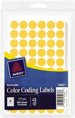 AVERY - 1/2" Wide x 1/2" Long, Neon Orange Paper Color Coding Labels - For Handwrite Only - Americas Industrial Supply