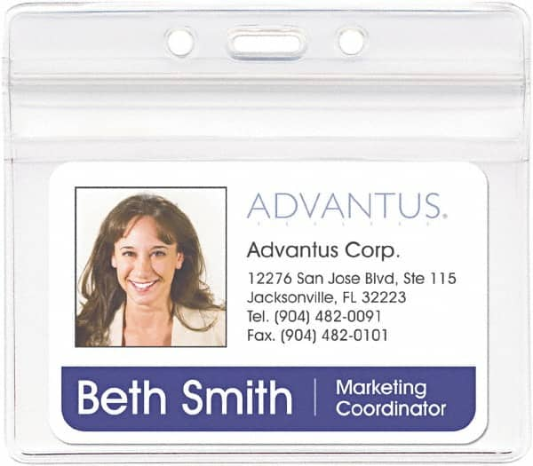 ADVANTUS - Clip-On Badge Holder - Clear - Americas Industrial Supply