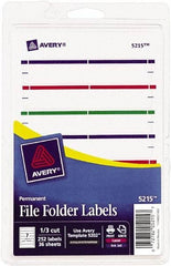 AVERY - 11/16" Wide x 3-7/16" Long, Assorted Paper File Folder Label - For Laser/Inkjet Printers - Americas Industrial Supply