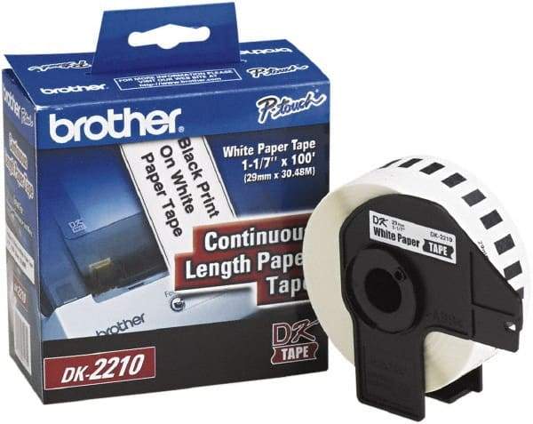 Brother - 1.1" Wide x 1,200" Long, White Paper Label Tape - For PC Label Printers - Americas Industrial Supply