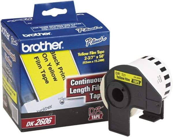 Brother - 2.4286" Wide x 600" Long, Yellow Film Label Tape - For PC Label Printers - Americas Industrial Supply