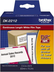 Brother - 2.4" Wide x 600" Long, White Film Label Tape - For PC Label Printers - Americas Industrial Supply