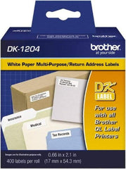 Brother - 0.66" Wide x 2-7/64" Long, White Paper Multi-Purpose Label - For PC Label Printers - Americas Industrial Supply