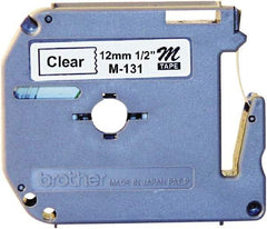 Brother - 1/2" Wide, Clear Label Tape - For Label Maker - Americas Industrial Supply