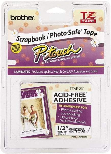 Brother - 1/2" Wide, White Label Tape - For Label Maker - Americas Industrial Supply