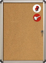 MasterVision - 28" Wide x 38" High Enclosed Cork Bulletin Board - Aluminum Frame, Tan & Aluminum - Americas Industrial Supply