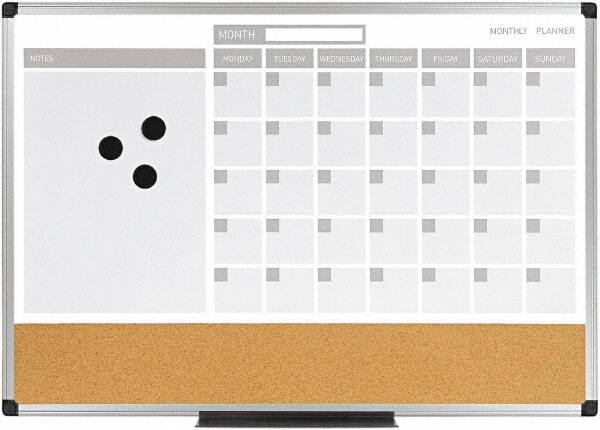 MasterVision - 18" High x 24" Wide Combination, Bulletin/Magnetic Dry Erase Calendar - Steel - Americas Industrial Supply