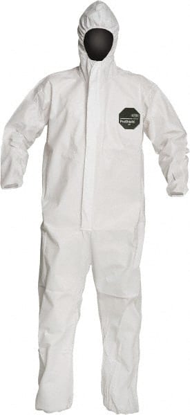 Disposable Coveralls: Size Small, 1.5 oz, SMS, Zipper Closure White, Serged Seam, Elastic Cuff, Elastic Ankle, ISO Non-Cleanroom Class