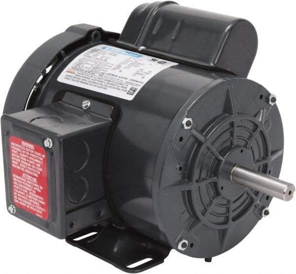 Leeson - 1/2 Max hp, 1,800 Max RPM, Capacitor Start Electric AC DC Motor - 115-208/230 V Input, Single Phase, 56 Frame, Rigid Base Mount, TEFC Enclosure - Americas Industrial Supply