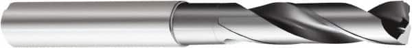 Sandvik Coromant - 6.5mm 150° Spiral Flute Solid Carbide Screw Machine Drill Bit - Multilayer TiAlN Finish, Right Hand Cut, 1.3386" Flute Length, 3.1102" OAL, Standard Point, Straight Shank, Through Coolant - Americas Industrial Supply