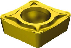 Sandvik Coromant - CCMT32.51 UM Grade 2025 Carbide Turning Insert - TiCN/AI2O3/TiN Finish, 80° Diamond, 3/8" Inscr Circle, 5/32" Thick, 1/64" Corner Radius - Americas Industrial Supply
