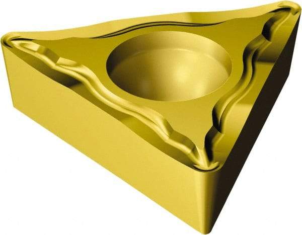 Sandvik Coromant - TCMT21.52 UM Grade 2015 Carbide Turning Insert - TiCN/Al2O3/TiN Finish, 60° Triangle, 1/4" Inscr Circle, 3/32" Thick, 1/32" Corner Radius - Americas Industrial Supply