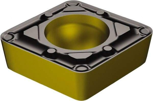 Sandvik Coromant - CCMT21.52 WF Grade 3225 Carbide Turning Insert - TiCN/AI2O3/TiN Finish, 80° Diamond, 1/4" Inscr Circle, 3/32" Thick, 1/32" Corner Radius - Americas Industrial Supply