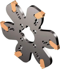 Sandvik Coromant - Arbor Hole Connection, 0.0787" Cutting Width, 1.1811" Depth of Cut, 100mm Cutter Diam, 0.8661" Hole Diam, 8 Tooth Indexable Slotting Cutter - QD..X Toolholder, E Insert, Right Hand Cutting Direction - Americas Industrial Supply