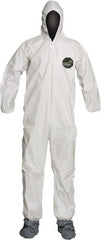 Disposable Coveralls: Size Small, 1.5 oz, SMS, Zipper Closure White, Serged Seam, Elastic Cuff, Elastic Ankle, ISO Non-Cleanroom Class