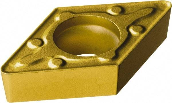 Sandvik Coromant - DCMX32.51 WM Grade 2015 Carbide Turning Insert - TiCN/Al2O3/TiN Finish, 55° Diamond, 3/8" Inscr Circle, 5/32" Thick, 1/64" Corner Radius - Americas Industrial Supply