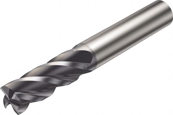 Sandvik Coromant - 3/8", 4 Flute, Single End, Solid Carbide, Corner Chamfer End Mill - 2-1/2" OAL, Right Hand Flute, 7/8" LOC, Right Hand Cut - Americas Industrial Supply