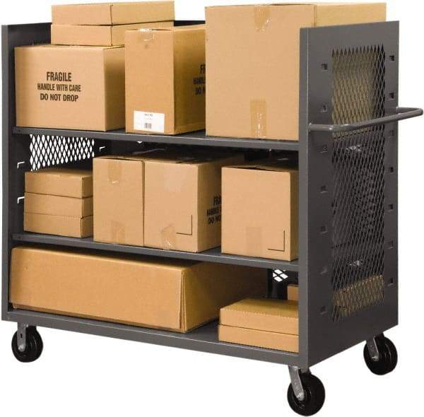 Durham - 2,000 Lb Capacity, 2 Shelf, 3-Sided Steel Truck - 30" Long x 48-1/2" Wide x 56-7/16" High, Phenolic Wheels - Americas Industrial Supply