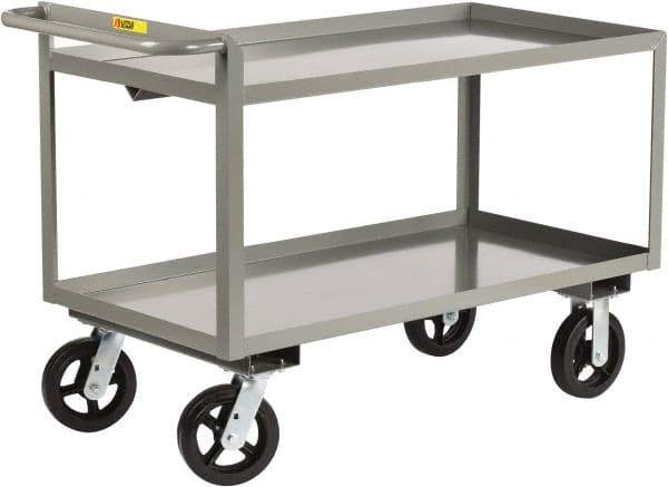 Little Giant - 2,000 Lb Capacity, 30" Wide x 53-1/2" Long x 30" High Shelf Cart - 2 Shelf, Steel, 2 Rigid/2 Swivel Casters - Americas Industrial Supply