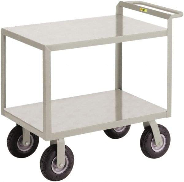 Little Giant - 1,200 Lb Capacity, 24" Wide x 53-1/2" Long x 34" High Shelf Cart - 2 Shelf, Steel, 2 Rigid/2 Swivel Casters - Americas Industrial Supply