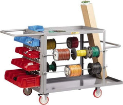 Little Giant - 24" Wide x 65" Long x 35" High Wire Spool Cart - 2 Shelf, Steel, 2 Rigid/2 Swivel Casters - Americas Industrial Supply